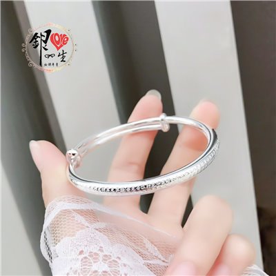 s999純銀  內外心經 推拉 手鐲