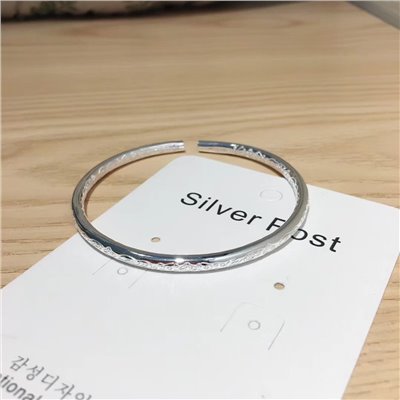 s999純銀 簡約 手工刻花 圓棍 手鐲 
