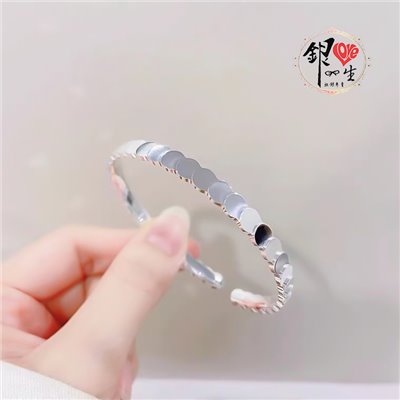 s999純銀 圓切面  時尚 手鐲