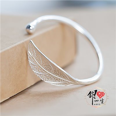s999純銀  一葉致富 葉子造型 手鐲 