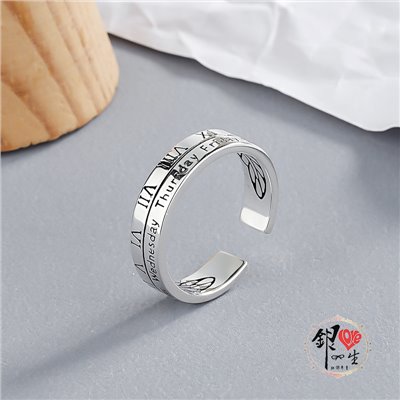  s925純銀戒指  歐式羅馬文造型戒