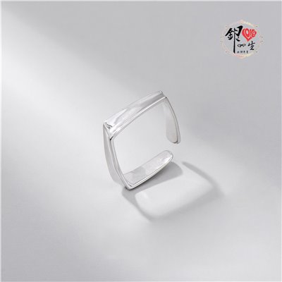  s925純銀 歐美 簡約 四方扭曲 幾何 造型 戒