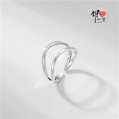  s925純銀 雙線簡約  造型 戒