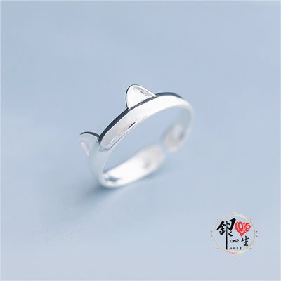 s925純銀 貓咪 貓耳朵 可愛造型 戒