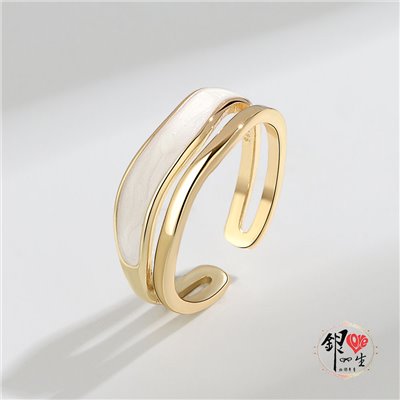 s925純銀  雙層系列 金色奢華 戒