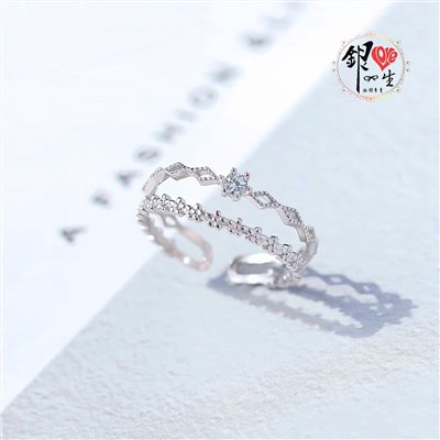  s925純銀戒指  蕾絲雙層 花冠 戒