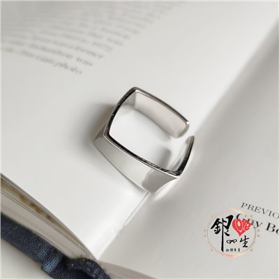  s925純銀 歐美 簡約 重工   四方扭曲 幾何 造型 戒 
