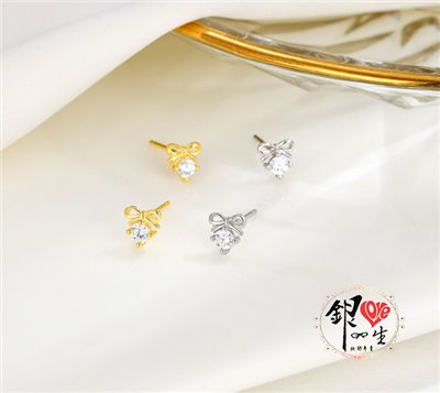 s925純銀 蝴蝶結 簡約 精緻 耳環