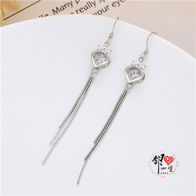 s925純銀  璀璨 躍動 流蘇 皇冠 耳鈎式 耳環