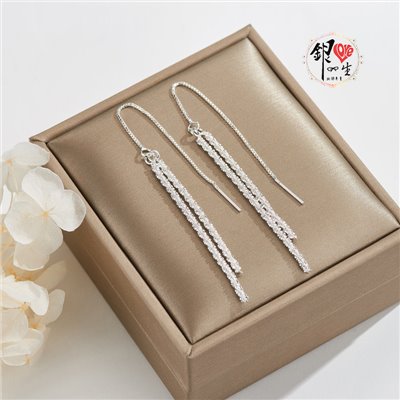 s925純銀  璀璨 波光閃亮 流蘇 超仙 耳線