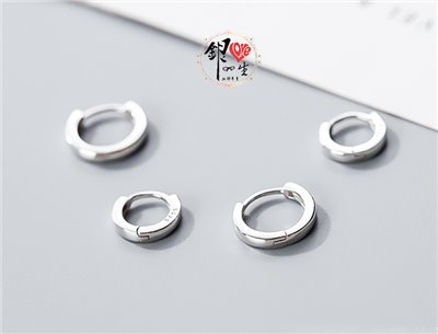 s925純銀  光亮素面 耳扣式 耳環