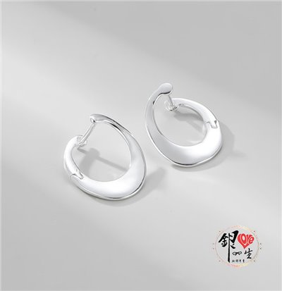 s925純銀  歐美 紐曲片狀造型 耳扣式 耳環