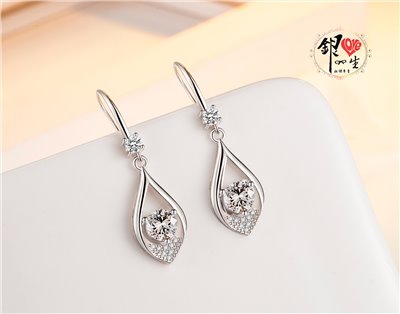  s925純銀 水滴 奢華 超閃 耳鈎式 耳環 