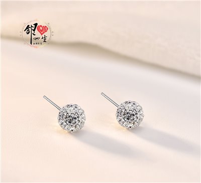 s925純銀耳環  香巴拉 滿鑽 超閃 耳釘式 耳環