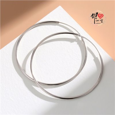 s925純銀 細款 超大圈 耳扣式 耳環 