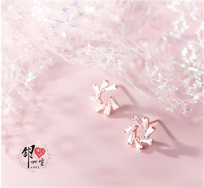 s925純銀 璀璨 旋轉花  耳針式 耳環