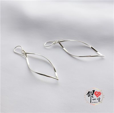 s925純銀 簡約水滴 扭曲  耳鈎式 耳環 