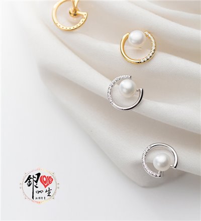 s925純銀 天然珍珠 氣質 高級感 耳針式 耳環
