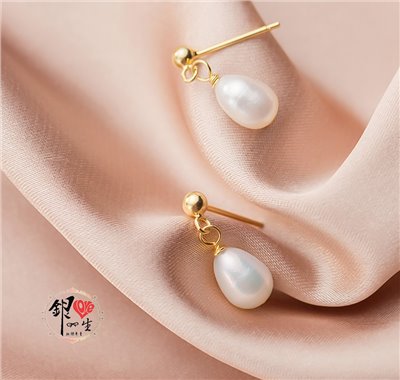 s925純銀 天然珍珠  垂墜 耳針式 耳環