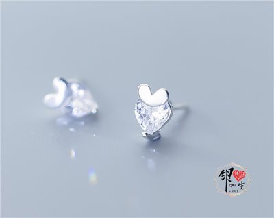 s925純銀 小愛心 璀璨 閃耀 耳釘式 耳環