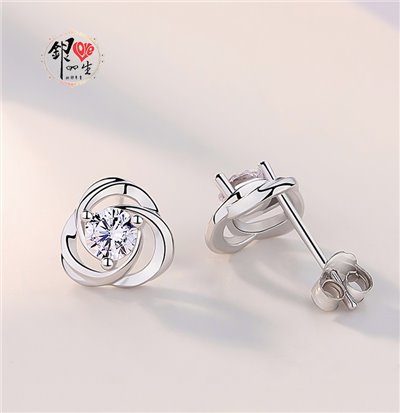 s925純銀 三葉草造型 幸運 閃耀 耳釘式 耳環