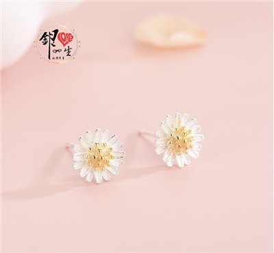 s925純銀 小雛菊  耳釘式 耳環