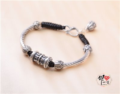 925純銀 復古 個性 六字箴言 男女 手鍊 