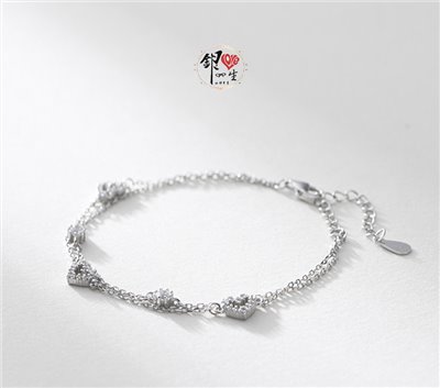 s925純銀 雙層 愛心造型 手鍊
