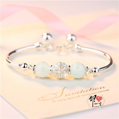 s925純銀 玉石 轉運珠 復古造型 手鍊 