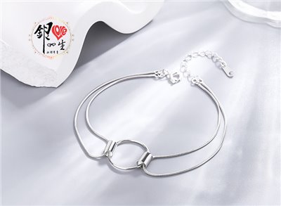s925純銀  歐美 極簡風 雙環 手鍊