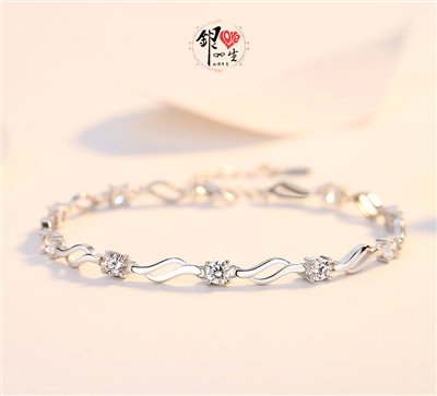 s925純銀 八心八箭 鑲鑽 幾何 手鍊