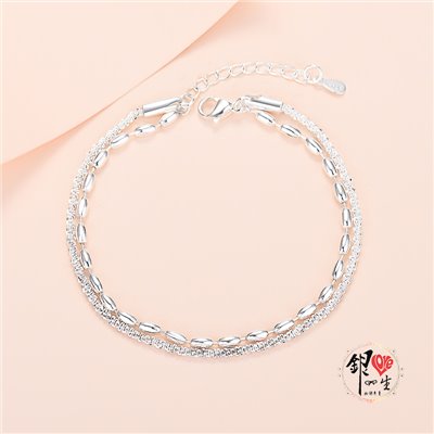 s925純銀 波光 閃亮 雙層 滿天星造型 手鍊 