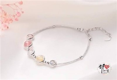 s925純銀 七彩 彩虹石 水晶 銀管 仙氣 手鍊 